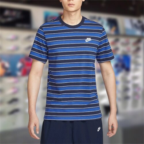 Nike耐克男短袖2025秋季新款舒适百搭条纹宽松休闲T恤HJ0551-451
