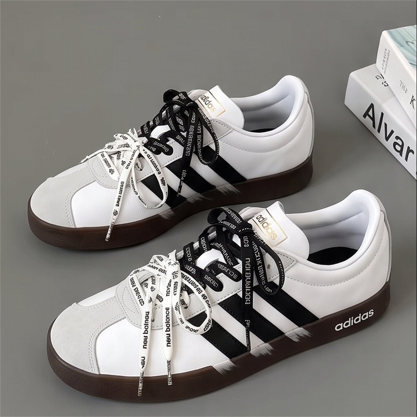 【球鞋定制】Adidas阿迪达斯 VL COURT 黑白条纹 男女款潮流板鞋