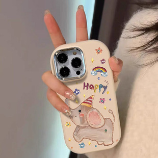 油画大象适用小米14手机壳小米13女款10硅胶红米k30全包k40新款k5