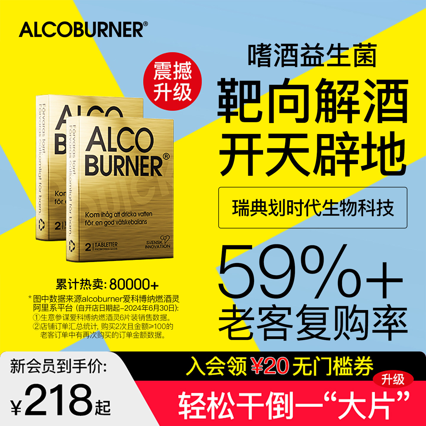 瑞典Alcoburner靶向解酒酒前一片实时起效醒酒解酒片银版2盒装,保健食品/膳食营养补充食品,蓟类,淘宝优惠券,粉丝福利购,淘宝优惠卷