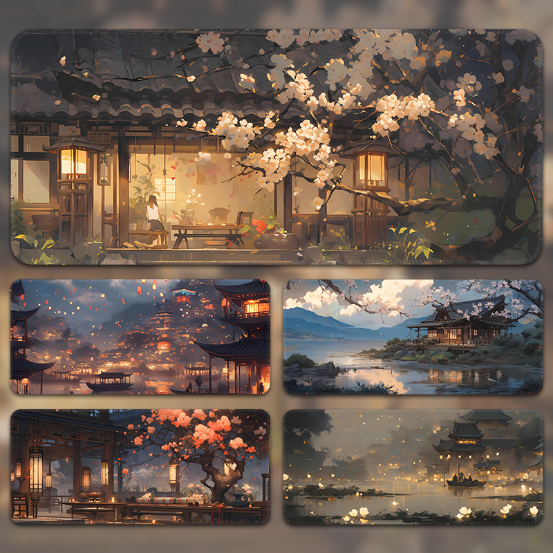国风山水加厚锁边鼠标垫