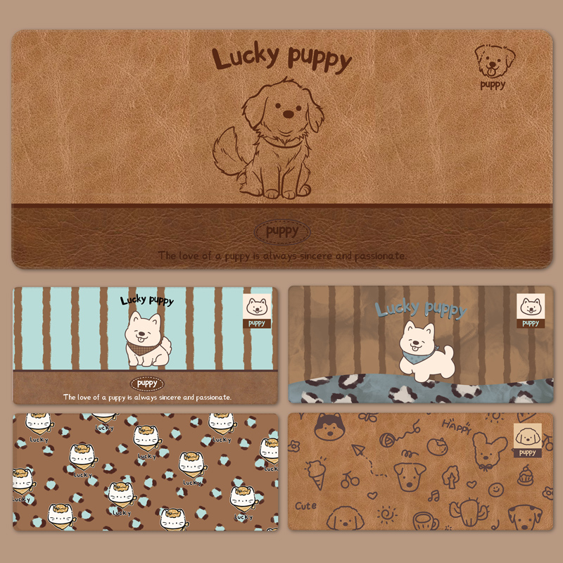 鼠标垫超大复古狗狗办公电脑桌垫可爱女生高颜值家用书桌桌面垫