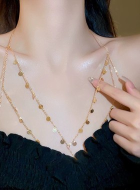 铜合金项链 辣妹身体链胸链欧美异域风夸张高级感锁骨链亮片纯欲