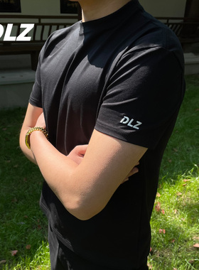 DLZ索罗娜短袖凉感美式训练基础刺绣显肩宽小领口高克重T恤