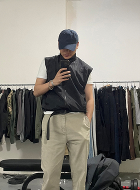 DLZ男夏季美式速干透气拉链轻薄户外叠穿无袖马甲短款立领外套