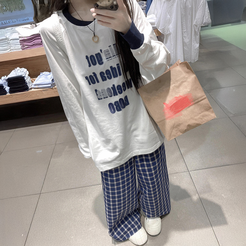 新款显瘦宽松白色长袖上衣