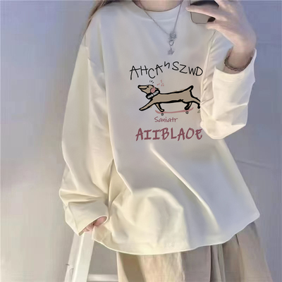 秋冬白色圆领加绒打底衫