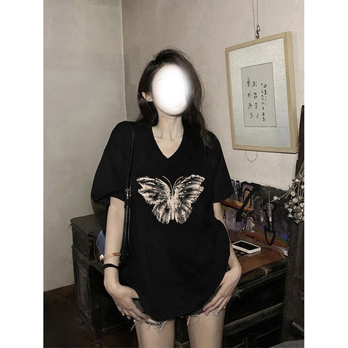 t恤女2026新款v领纯棉上衣