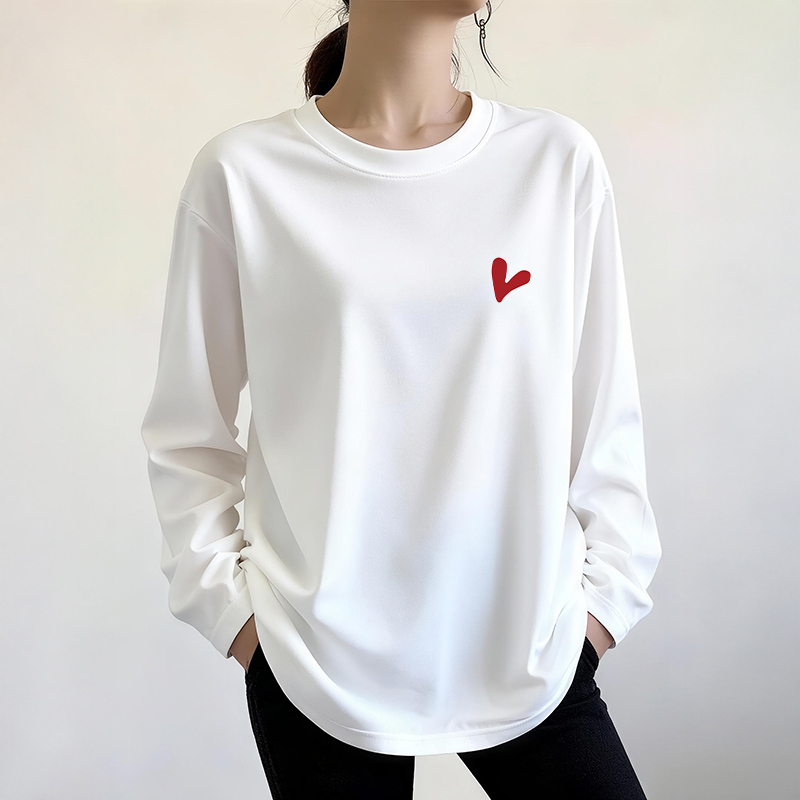 白色长袖t恤女2025新款宽松加绒