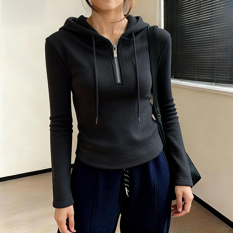 短款连帽加绒卫衣女款2025新款