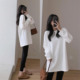 纯棉白色打底衫 上衣遮屁股洋气 中长款 女内搭长袖 t恤女配鲨鱼裤