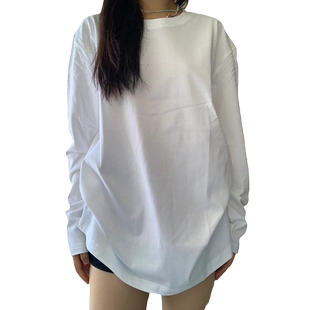白色加绒打底衫女秋冬内搭新款2026宽松oversize大码长袖t恤上衣