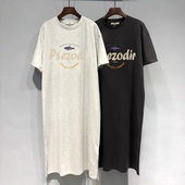 宽松大码 夏季 纯棉显瘦梨形身材连衣裙长款 女t恤胖mm遮肚上衣藏肉