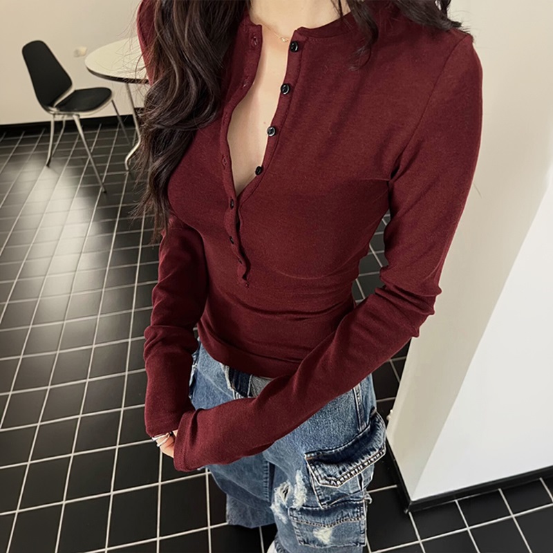 格雷系打底衫安可拉红色上衣