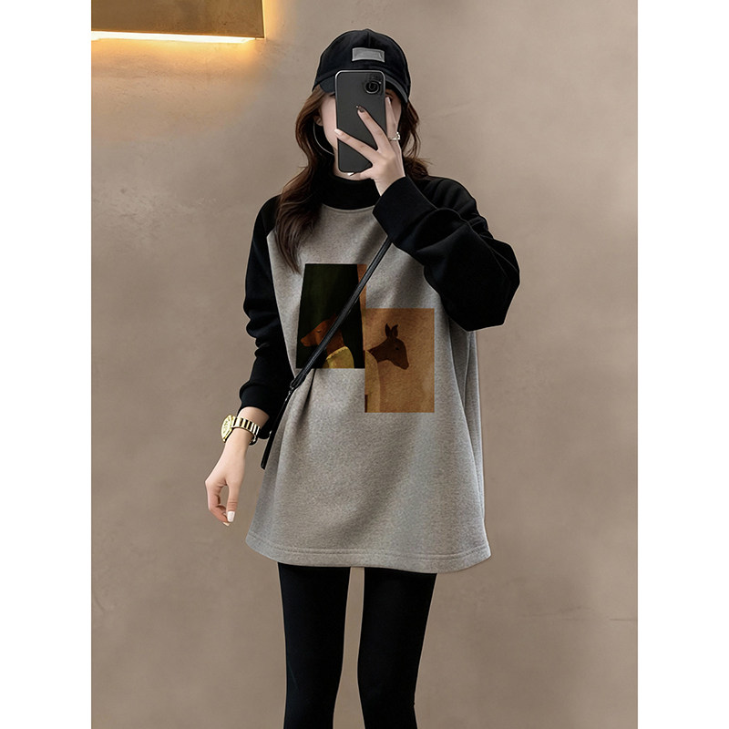 半高领德绒打底衫女内搭长袖t恤女宽松设计感遮屁股独特漂亮上衣,女装/女士精品,T恤,淘宝优惠券,粉丝福利购,淘宝优惠卷