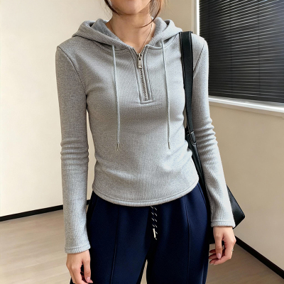 短款连帽加绒卫衣女款2025新款