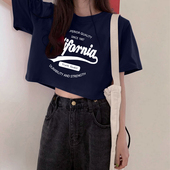 辣妹短款 美式 上衣 2026新款 大码 复古正肩女t恤宽松潮牌短袖 女夏季