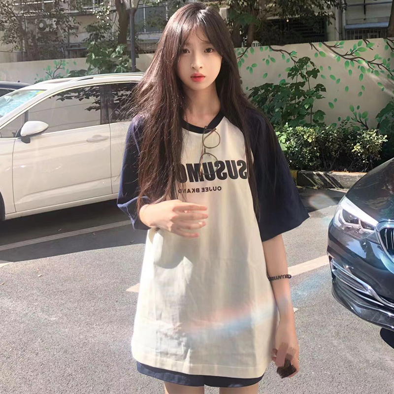 夏季女装美式复古纯棉短袖t恤女