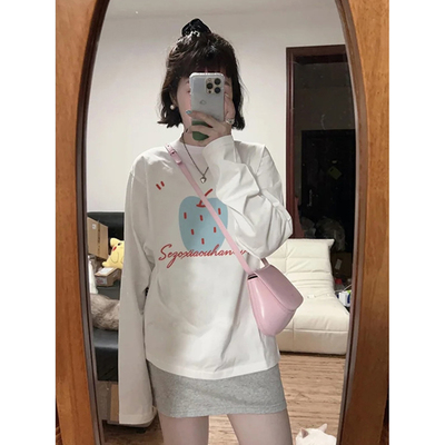 秋冬纯棉白色内搭打底