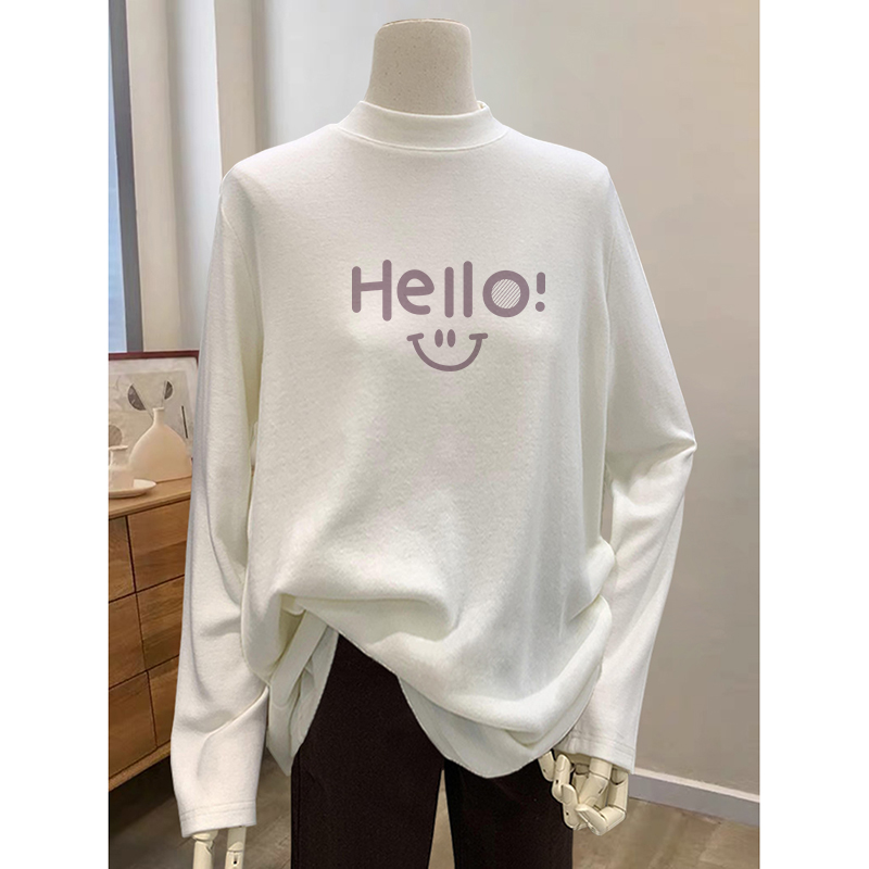 半高领德绒白色打底衫女2025新款