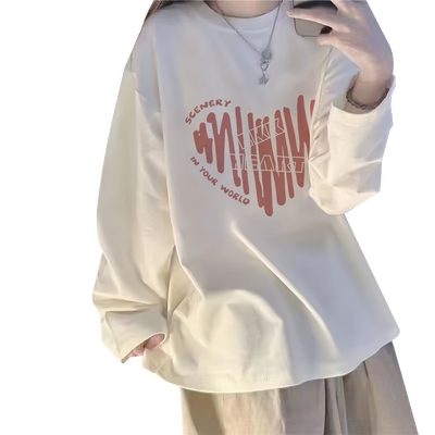 白色t恤打底衫女大码长袖上衣女