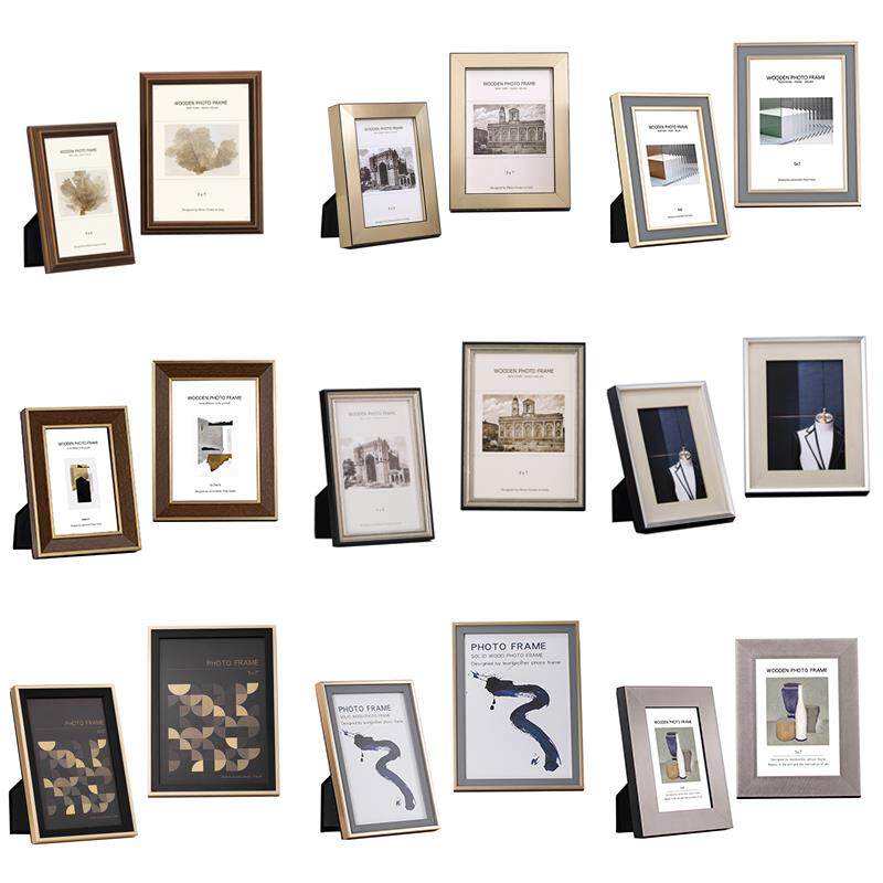 意大利设计现代简约实木相框6寸7寸10寸银黑金样板房软装摆台摆件