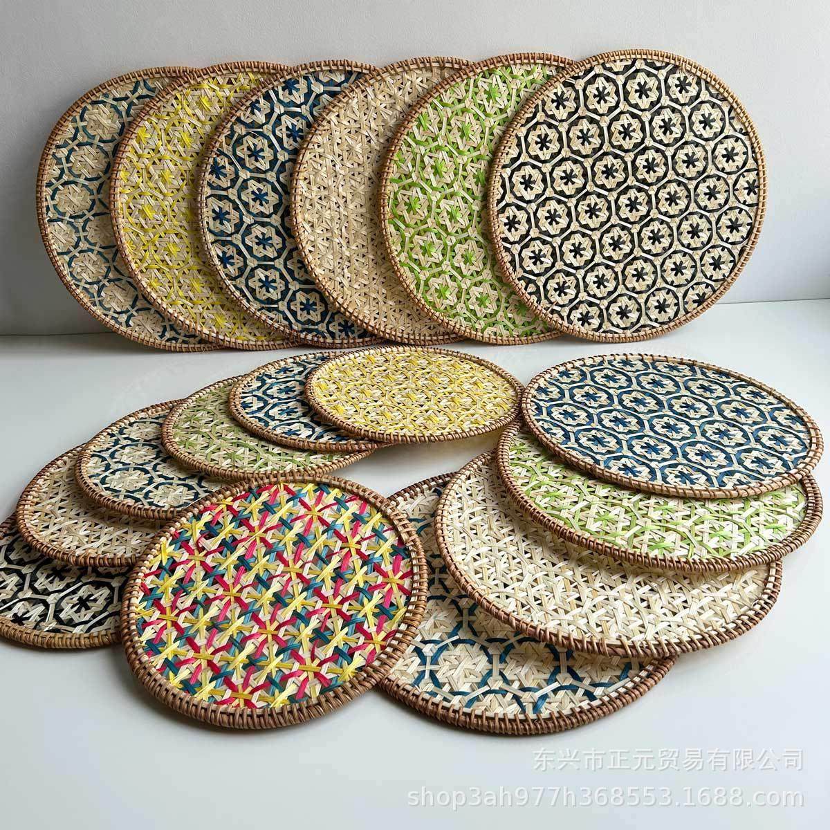 藤编餐垫隔热垫餐桌垫子家用防烫垫子茶杯垫子餐盘垫子餐垫子圆形