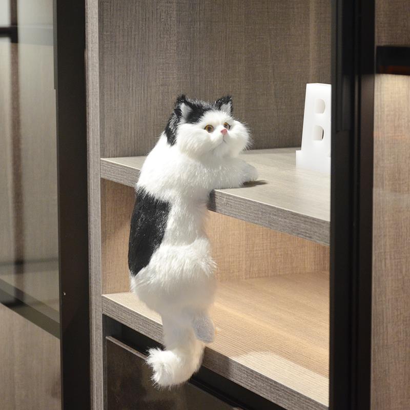 仿真猫咪摆件桌面电视柜客厅装饰手工艺品创意礼物电挂猫室内开业