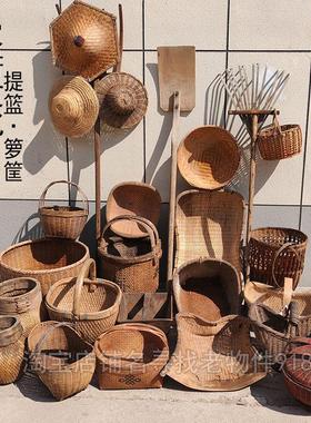 农耕文化怀旧装饰品提篮箩筐米斗簸箕农村传统工具民俗老物件摆件