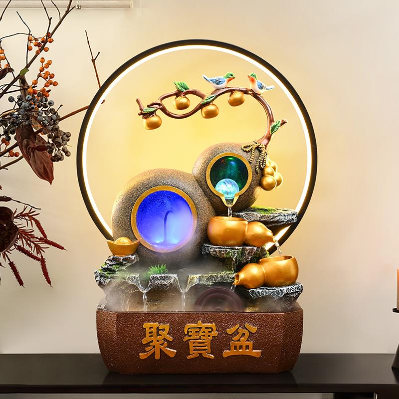 风水轮招财桌面景观假山流水摆件循环水客厅办公室生财开业礼品