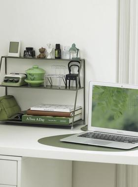 三层阶梯置物架 ins风桌面收纳架 铁艺杯子展示架 墨绿色整理架