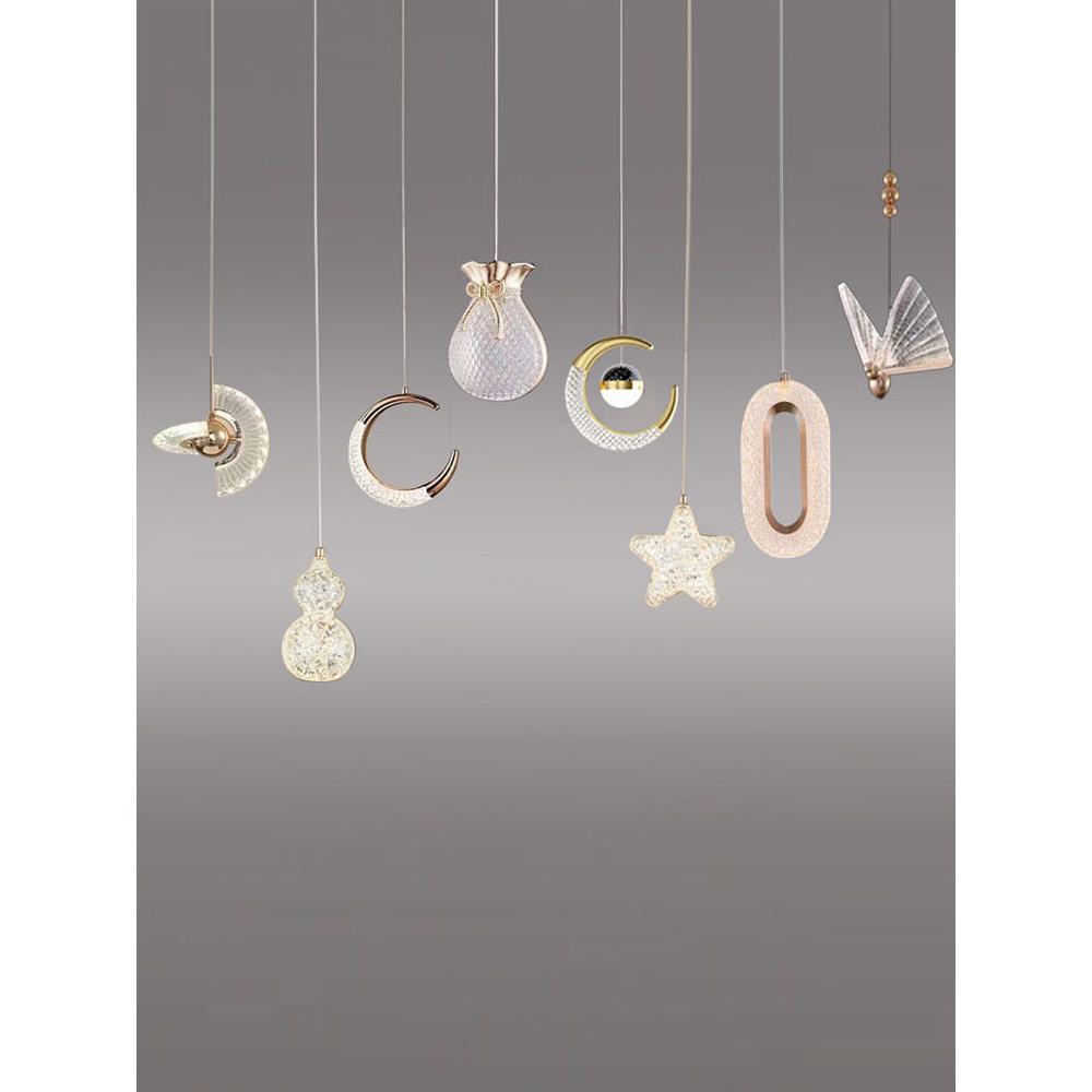 后现代简约卧室床头吊灯北欧月亮网红创意个性吧台玄关星星小吊灯
