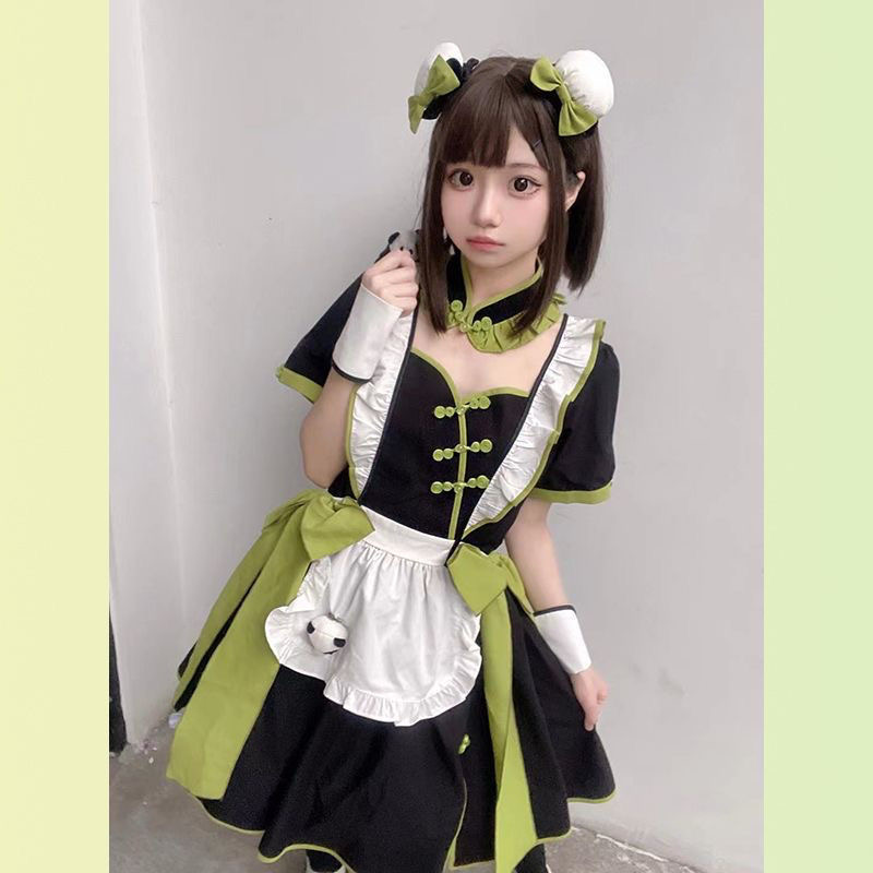 中华风女仆lolita改良旗袍连衣裙