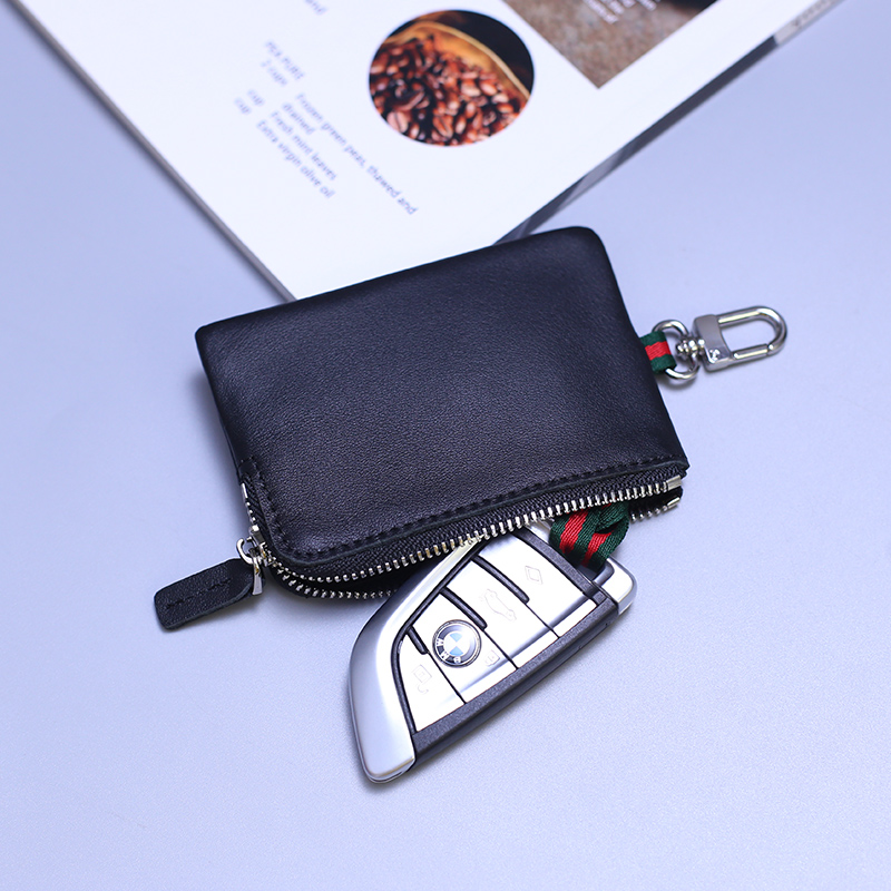 挂扣钥匙包超薄真皮零钱包