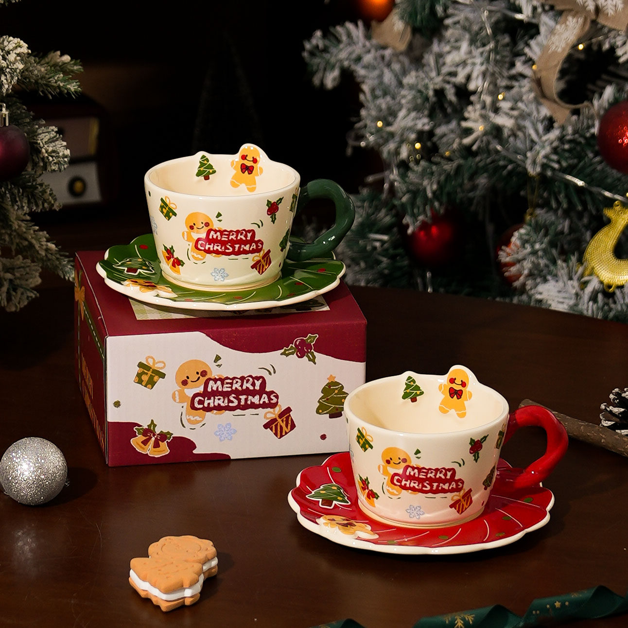 可爱圣诞礼物咖啡杯碟陶瓷家用下午茶情侣水杯子新款生日伴手礼物,餐饮具,马克杯,淘宝优惠券,粉丝福利购,淘宝优惠卷