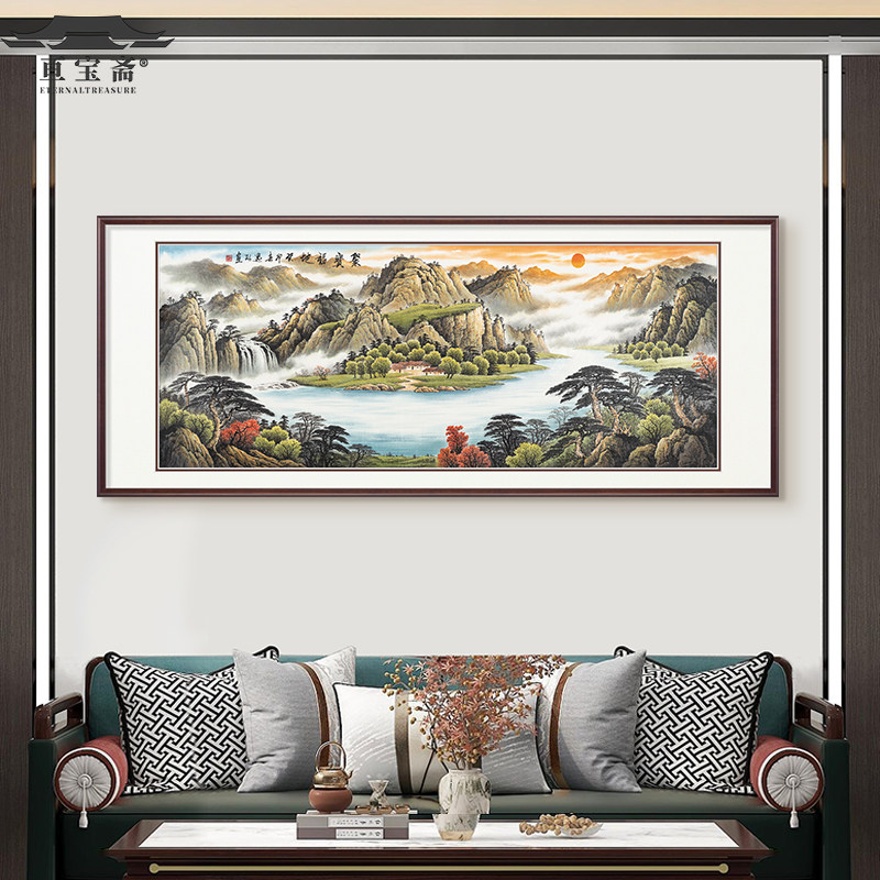 纯手绘山水画 画新中式客厅挂画 画国画 画办公室沙发背景墙装饰
