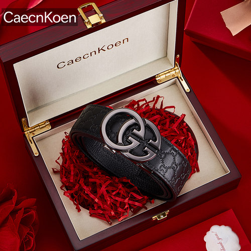 Caecn Koen皮带真皮男士腰带男款年轻人2024新款头层牛皮裤带正品