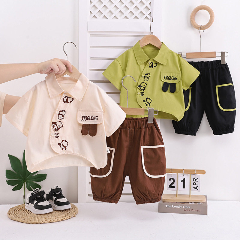 专柜正品男童夏季短袖套装
