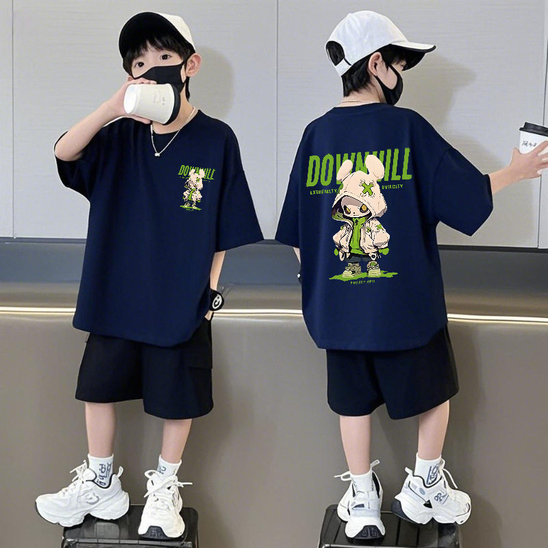 品牌专柜纯棉短袖短裤男童套装