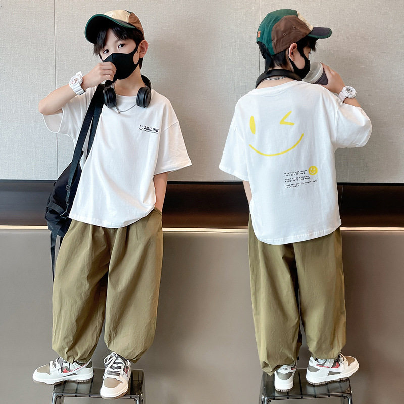 品牌专柜男童夏季短袖套装2025新款中大儿童装帅气网红韩版炸街潮