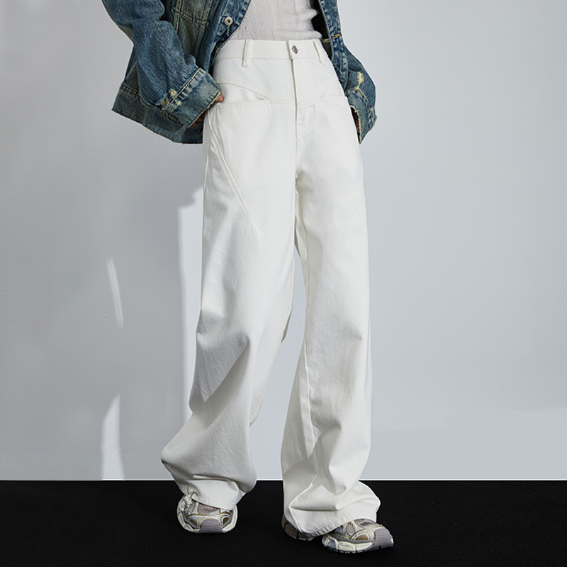 高腰阔腿百搭必入牛仔裤白色