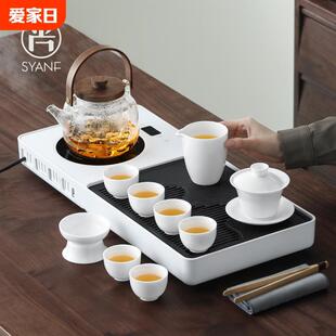 家用2024新款 茶盘茶具套装 陶瓷一整套高档客厅小型茶台烧水壶一体