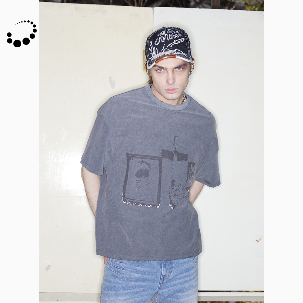 pacshop短袖做旧水洗百搭通勤