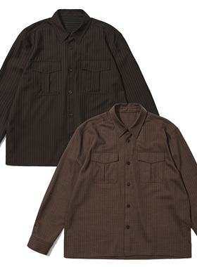 【PacShop】.pac 进口全羊毛条纹双色衬衫 MILK CHOCO SHIRT