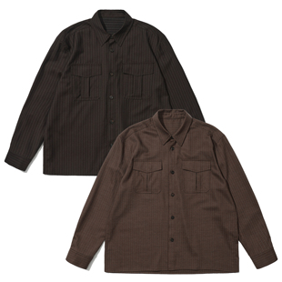 PacShop CHOCO .pac MILK SHIRT 进口全羊毛条纹双色衬衫