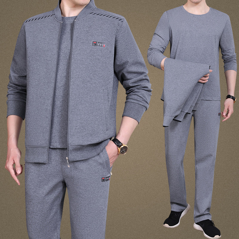 运动套装男春季中老年人爸爸春秋衣服跑步运动服男士爷爷休闲秋装