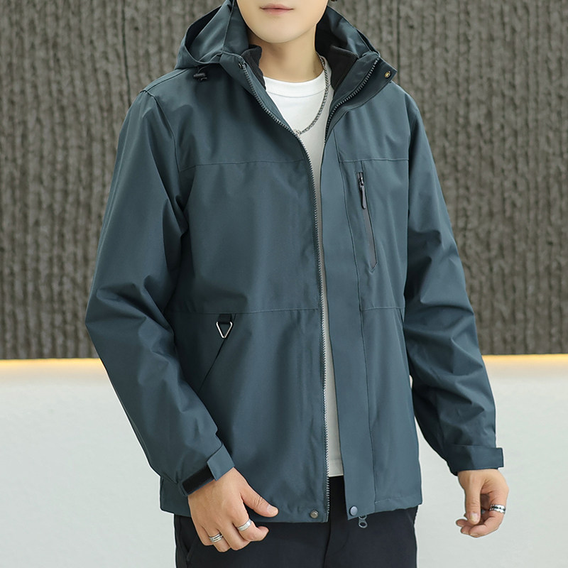 男士冲锋上衣2025秋冬季中老年爸爸户外登山服三合一加绒外套夹克
