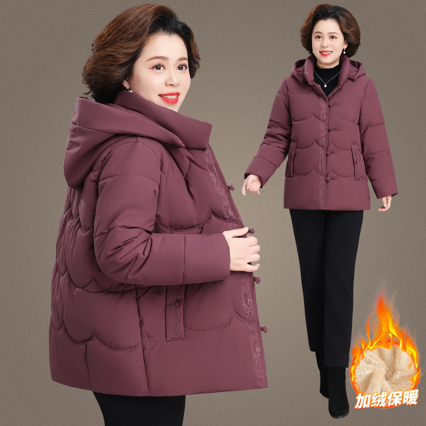 中年羽绒棉服女2025新款中长款妈妈加厚棉衣秋冬大码棉袄保暖外套