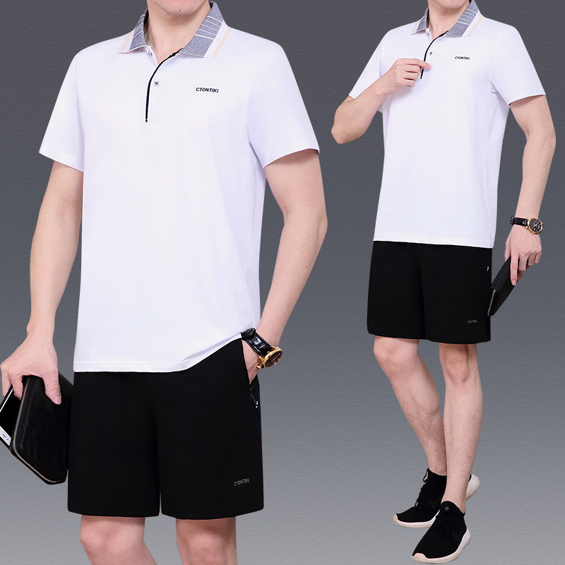2025夏天半袖跑步运动服夏装中老年男士夏季休闲短袖短裤运动套装