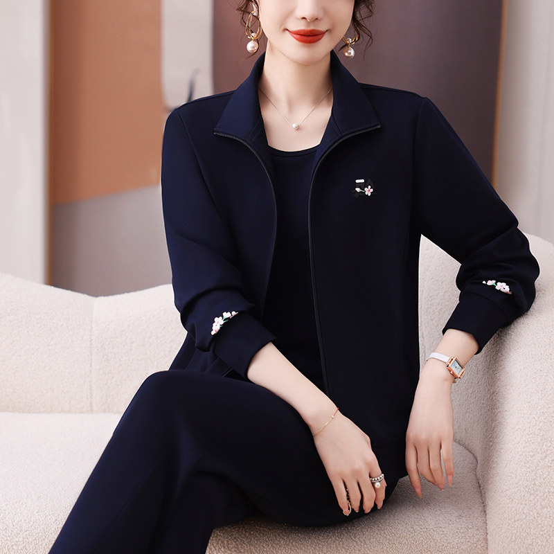 妈妈休闲运动套装女春秋宽松大码图片